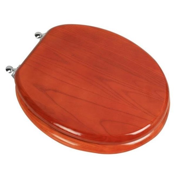Plumbing Technologies Plumbing Technologies 5F1R2-15CH Designer Solid Round Oak Wood Toilet Seat with Chrome Hinges; American Cherry 5F1R2-15CH